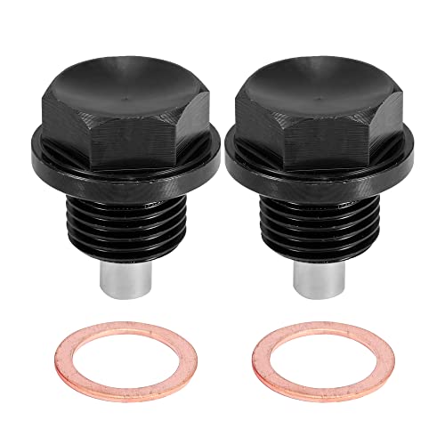 A ABSOPRO 2 Juegos M16x1.5 Tornillo Tapón Carter Drenaje Aceite Aleación con 2 Arandela Negro
