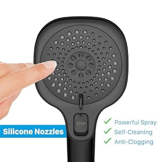 RV Shower Head with Hose and On Off Switch, 3-Spray Camper Water Saving and High Pressure Shower Head with Hose for RV, Camper, Van, Travel Trailer, Motorhome and Boat, Matte Black