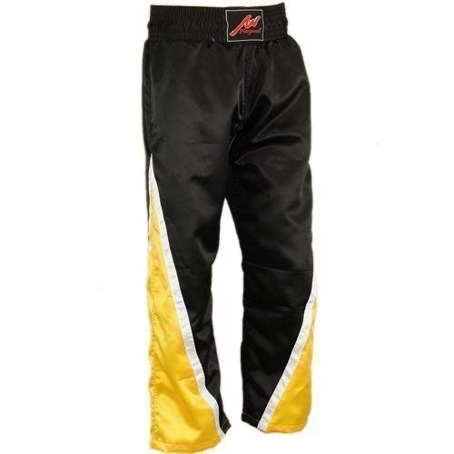 Playwell Pantaloni Full Contact 100% Raso Neri e Gialli - 2/150cm