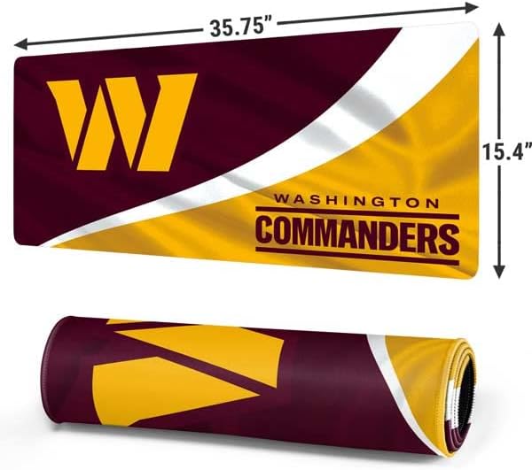 Skinit Extra Large Gaming Mouse Pad - Officially Licensed Washington Commanders Flag Design with Stitched Edges, Waterproof, Non-Slip Rubber Base, Desk Mat for Keyboard & Mouse, 35.75" x 15.4" inches