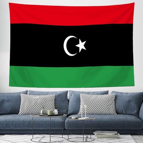 Tenture murale drapeau libyen grand tissu imprimé décoration salon chambre