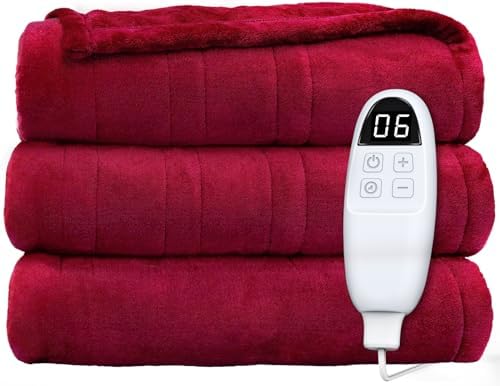 anysun Electric Blanket, Heated Throw Blanket, Electric Blanket double Fast Heating 200 x 150cm, 6 Heat Levels & 10 Hours Timer Auto Off, Heated Blankets for Home Bed Sofa Office, Machine Washable