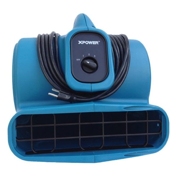 Image of XPOWER X-400A Pro 1 /4 HP 1600 CFM Centrifugal Air Mover, Carpet Dryer, Floor Fan, Blower, Daisy Chain, for Water Damage Restoration, Janitorial, Plumbing, Home Use,Blue