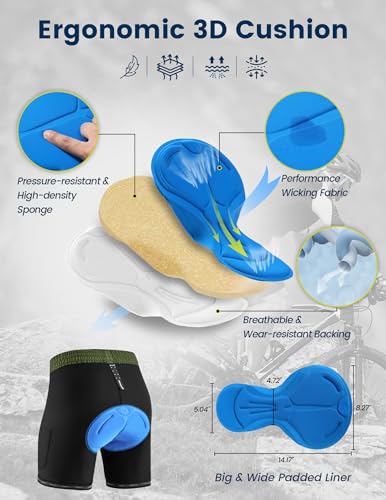 Nepest Shorts masculinos para mountain bike, acolchoados, 3D, BTT, largos, para ciclismo, motociclis