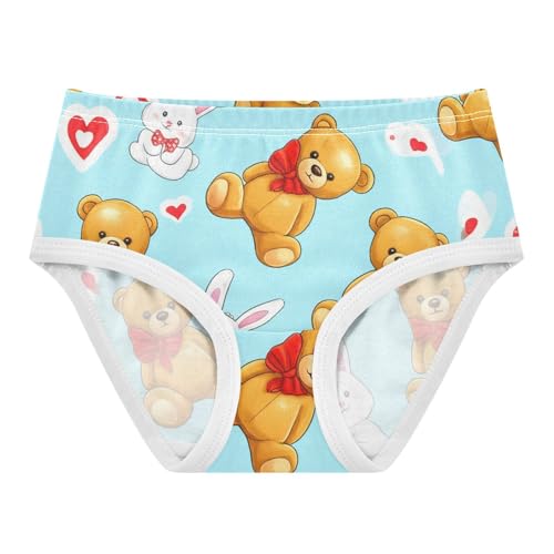 Cute Teddy Bears White Bunny Blue Toddler Girls Underwear 2t Cotton Panties Little Girl Flower Briefs Undies Kids