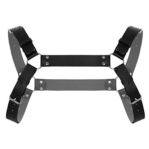 AGJGFM Men's Punk Body Chest Harness Belt Shoulder Adjustable PU Leather Belt