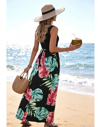 Image of Bluetime Women's Summer Boho Sleeveless Floral Print Tank Long Maxi Dress (S-3XL)