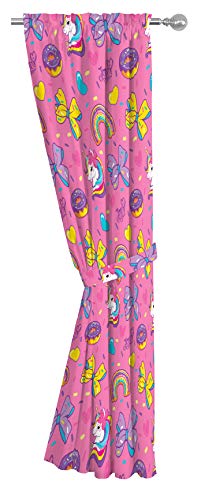 Jay Franco Kids Window Drapes - 4 Piece Curtain Set Includes 2 Tiebacks, Beautiful Bedding Room Décor and Easy Set Up, Pink - JoJo Siwa, 63 Inch