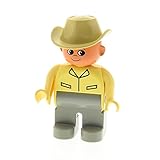 duplo cowboy  1 x Lego Duplo Figur Cowboy Mann grau beige Hut beige 4555 F22