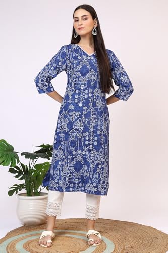 Image of W for Woman Pink Bold Geometric Printed Pure Cotton Straight Kurta