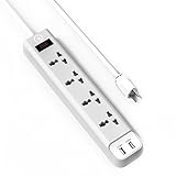 Yubi Power Universal 4 Outlet Power Strip with 2 USB Ports 3.1A, 100-250V and 3750 Max Watts Surge Protector - With Circuit Breaker - For Worldwide Use - Charge All USB Charge-enabled Gadgets like Smartphones, Tablets & Cameras - with US Plug Type B 5 Ft Cord