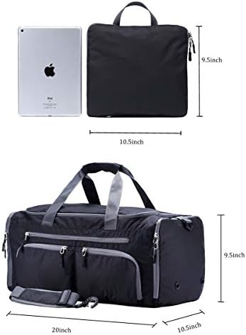 Kemy's Foldable Duffle Bags Gym Bags 30L for Men Packable Travel Weekender Bag Carry On Duffel with Shoe Compartment and Wet Pocket 6 Kemy's Foldable Duffle Bags Gym Bags 30L for Men Packable Travel Weekender Bag Carry On Duffel with Shoe Compartment and Wet Pocket