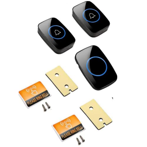 Image of Wireless Doorbell 2 Buttons 1 Receiver Led Light 300 Meters Distance 60 Melodies Home Office Warehouse