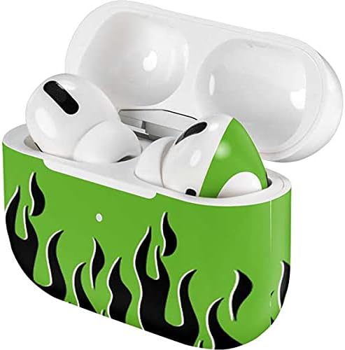 Skinit Decal Audio Skin Compatible with Apple AirPods Pro - Green Flames Design