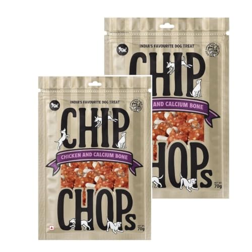 Image of Chip Chops Dog Treat, 70g, Tasty & Nutritious Dog Snack (Bone Chicken, Pack of 1)