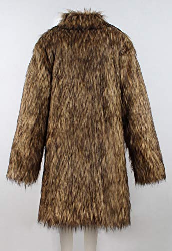 Umren Lafee Bridal Men's Luxury Faux Fur Coat Jacket Winter Warm Long Coats Overwear Outwear Brown 1 L #TOP5