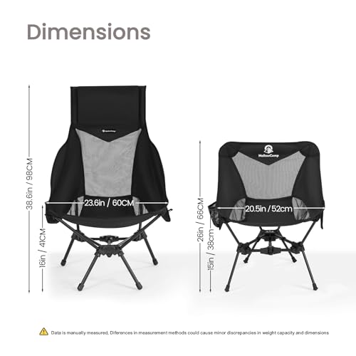 Silla Plegable para Camping MellowCamp con Respaldo Alto y Almohada, Ligera y Portátil, Soporta 374 lbs miniatura 3