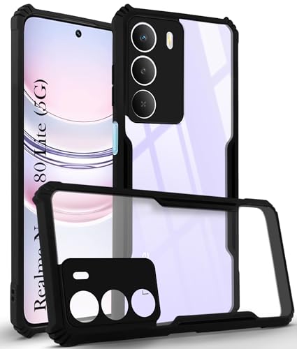 Jkobi Back Cover Case for Realme Narzo 80 Lite 5G (Shockproof with Polycarbonate Clear Panel | Professional Black)