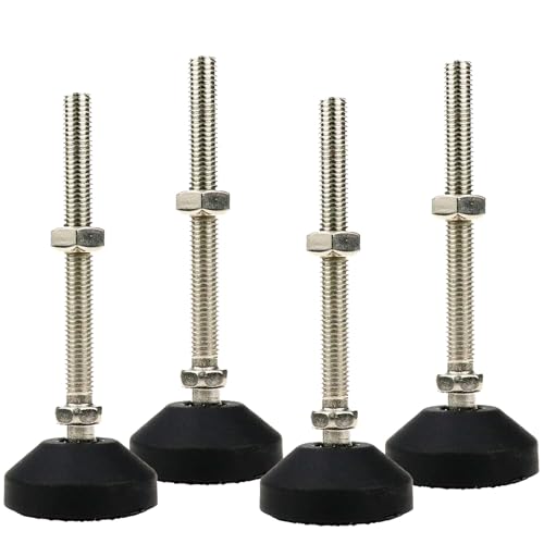 Image of 4Pcs M10x80 Thread Furniture Glide Swivel Leveling Mount Heavy Duty Machine Feet 2 inch Dia Metal Adjustable Feet