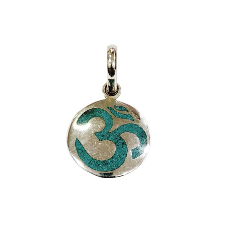 Pendenti Om Pietra Preziosa Naturale Inlay Argento Sterling Placcato 925 Gioielli bohémien spiritualei Pace Armonia Fatti A Mano per Donne Euomini