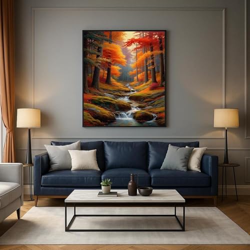 Impression sur toile cascade d'automne dorée 30x45cm pour salon