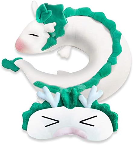 ZFBIRD Anime Dragon Neck Pillow Dragon U-Shape Pillow Cute Dragon Plush Toy with Anime Sleep Mask Perfect for Travel, Christmas and Birthday Gift