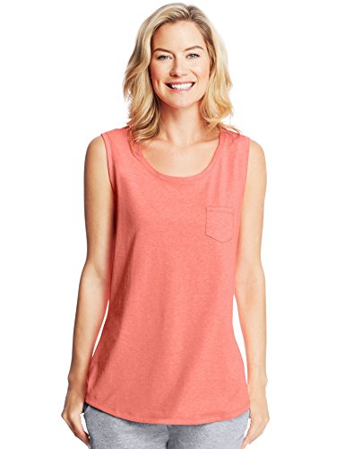 Hanes Women's X-Temp Pocket Tank Top, Neon Fire Heather, XX-Large