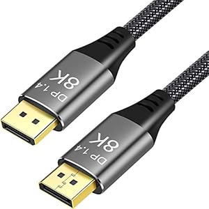 CABLEDECONN 2M DisplayPort-kabel Ultra HD 8K 4K koper Kabel DP 1.4 HBR3 8K@60Hz 4K@144Hz Hoge Snelheid 32.4Gbps HDCP 3D Slanke en Fllexibele DP-naar-DP-kabel 2m 6,6 ft