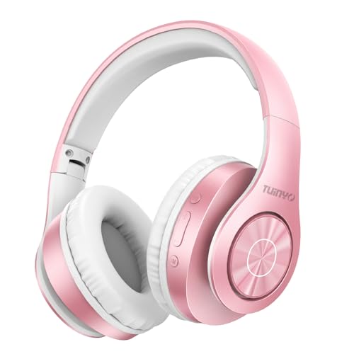 TUINYO Bluetooth Headphones Wireless, Over Ear Stereo Wireless Headset 40H Playtime with deep bass, Soft Memory-Protein Earmuffs, Built-in Mic Wired Mode PC/Cell Phones/TV- Rose Gold by TUINYO - Used condition - US$18.20