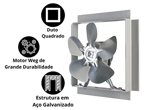 EXAUSTOR CHURRASQUEIRA RESIDENCIAL DUTO QUADRADO 22CM BIVOLT