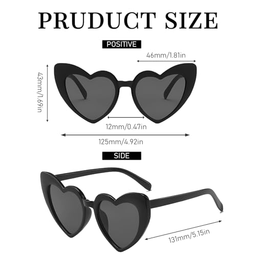 QYVEWY 50/100 Pack Heart Shaped Cat Eye Sunglasses Bulk for Women Heart Sunglasses for Bachelorette Party (50Black) by QYVEWY - Used condition - Image 3