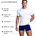 Lucky Brand Mens Shirts - 4 Pack Soft Cotton Short Sleeve Crewneck and V Neck Shirts Men Basic Shirt for Men Pack, Size Medium, Mood Indigo/Lead/Grey Heather/White- Vneck