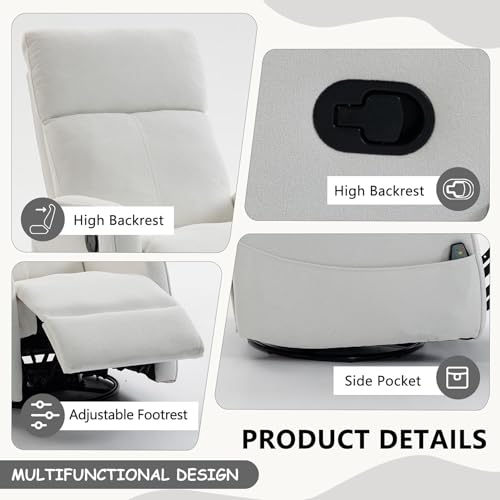 Sillón reclinable pequeño terciopelo blanco miniatura 5