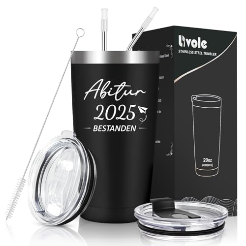 Livole Abi 2025, regalo di laurea scolastica, congratulazioni per il diploma di scuola superiore, regalo passato per ragazzo, figlio – diploma di scuola superiore 2024 – 20oz 600 ml a doppia parete in