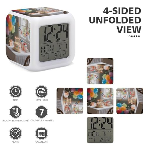 Reloj despertador mini LED con luces y temperatura 4