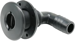 3/4 Inch Thru Hull Scupper Flapper Valve Fittings, 90 Degree Elbow Angled Black Finish