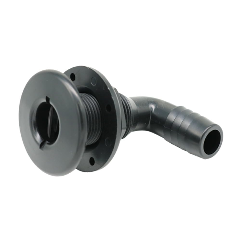 3/4 Inch Thru Hull Scupper Flapper Valve Fittings, 90 Degree Elbow Angled Black Finish