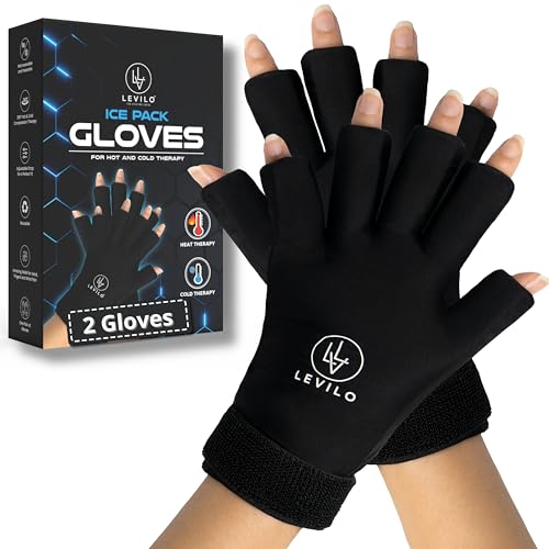 LEVILO Hand Ice Pack (2 Pack) Ice Gloves for Arthritis Hands Carpal Tunnel Hand Ice Pack Gloves for Arthritis Finger Sleeves Inflammation Swelling Joint Pain Tendinitis Hot & Cold Therapy