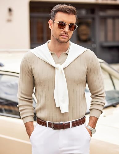 Image of NORTHWIND Men's Cotton Full Sleeve Collar Polo Sweater for Man Rib Knitted Sweaters for Men Winter Pullover Sweater for Men