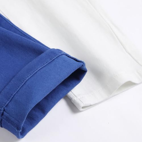 Mens Jeans Slim Fit Straight Leg Stretchy Fashion 2025 Two Tone Patch Work Denim Color Block Jeans2