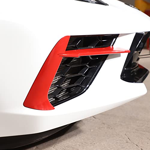 Sekhyna Front Bumper Fog Light Lamp Cover Trim Abs 4Pcs Compatible With Corvette C8 Stingray Z51 2020-2023 (Not Suitable For Z06) Front Bumper Air Intake Grille Cover Trim (Sports Red) #TOP3