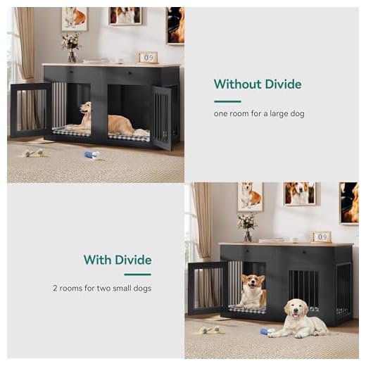 YITAHOME 60" Double Wooden Dog Crate