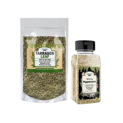 Unpretentious - Unpretentious Whole White Peppercorns and Tarragon Bundle, Various Sizes, Flavorful Seasonings, Savory - -6%