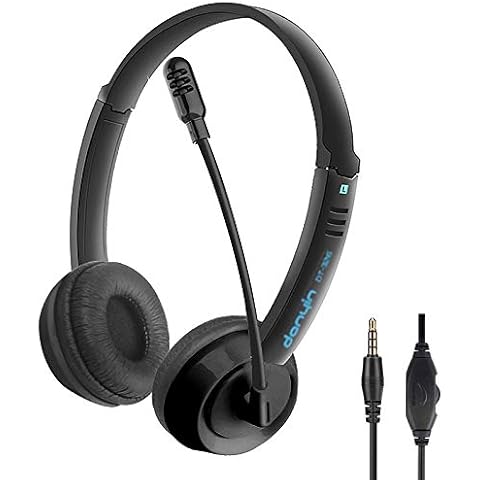 JILM Mobile Phone Headset, 3.5mm PC Headsets with Microphone Cell Headphone Noise Cancelling & Audio Controls Mic for Laptop/Skype/Tablet/Call Center/Office, Clear Chat, Ultra Comfort - Black Cover