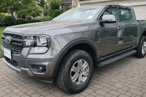 Image of 2024-2026 Tape-On Rain Guards for Ford Ranger Side Window Visor Deflectors XL XLT Lariat Raptor Tinted Shades 2025