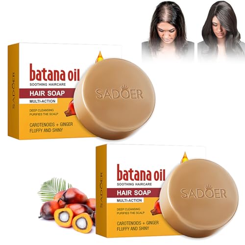 Batana Oil Hair Soap Bar, Barras de Jabones Sólidos Orgánicos, Jabón de Champú,Promueve el Crecimiento del Cabello y Previene la Caída del Cabello, Ideal para el Cuerpo, la Cara y el Cabello