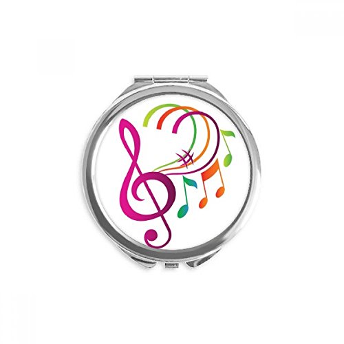 Miroir de maquillage musique notation verte rond portable à la main