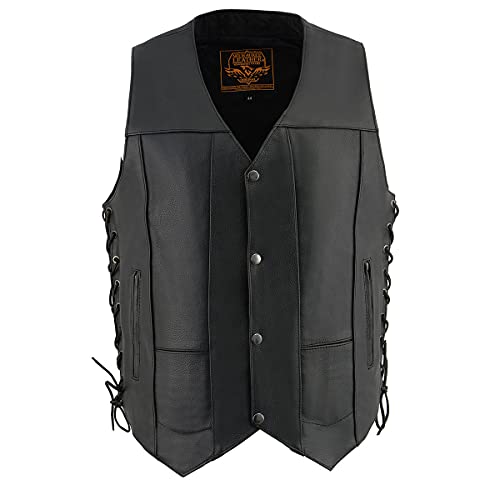 Milwaukee Leather Men's Premium Leather Western Style V-Neck Motorcycle Rider Vest with Front Snap Closure |LKM|ML|SH - 50 by Milwaukee Leather - Used condition - Image 8