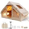 TIGERXBANG Inflatable Tent for Camping, 4-6 Person Glamping Air Tents, Easy Setup 4 Season Luxury Cabin, Waterproof & Windproof Inflatable House Tent with Panoramic View Windows