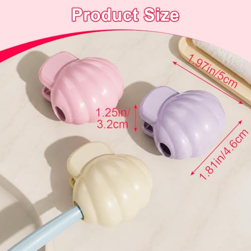 Image of HASTHIP 3Pcs Toothbrush Cover Caps, Electric and Manual Toothbrush Head Protector, Shell Shape Travel Toothbrush Case with Strong Clip for Home School and Travel